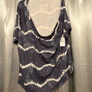Women's Tie-Dye Top - Blue and White